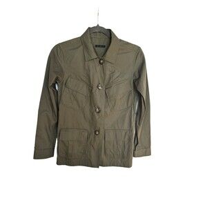 Engle Roberts Women Light Cotton Safari Jacket/Shirt Army Green XXS Belt Missing